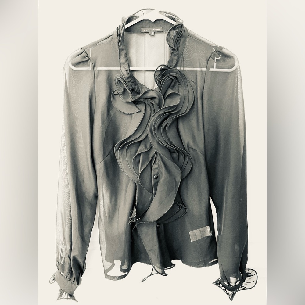 NWOT see through ruffle blouse